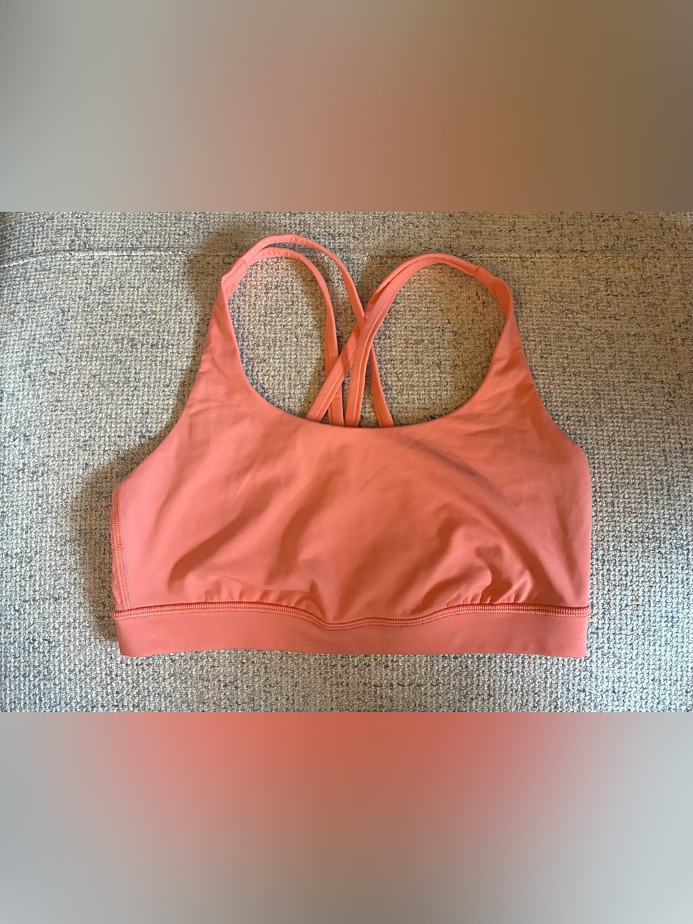 Lululemon Energy Bra Size 6 Coral Orange Strappy Crossback Sports Bra